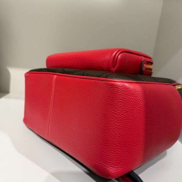 Coach Court Backpack In Signature Canvas CCK72 Walnut/True Red - Picture 5 of 11